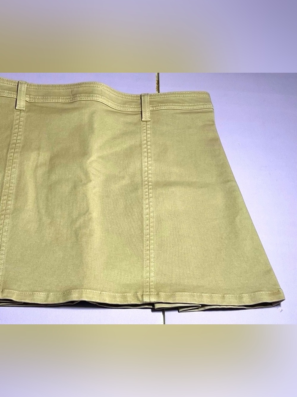 DL 1961 Size 28 Utility Mini Skirt Almond Soft Khaki Twill Classic Pleat Cotton - Picture 13 of 14